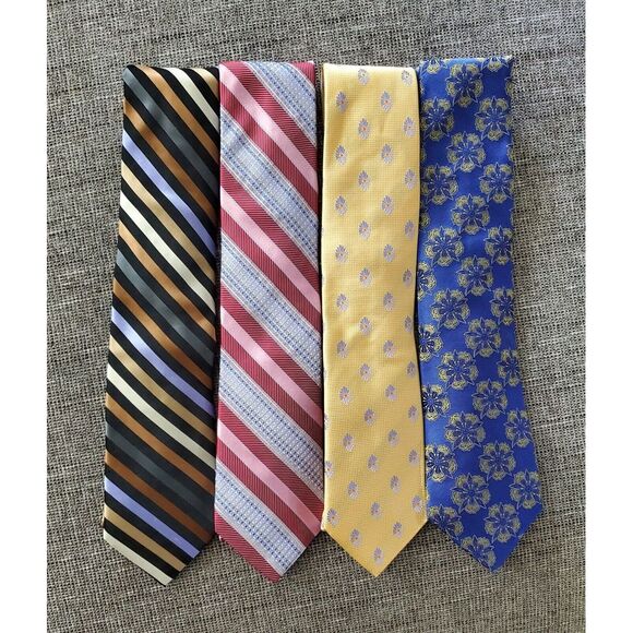 Lot‎ of 4 Ties Ike Behar Ted Baker and David Donahue 100% Silk